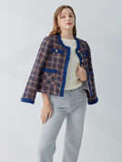  벨르 멀티 체크 트위드 자켓