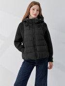  가오리핏 니트 배색 후드 패딩 점퍼