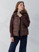  가오리핏 니트 배색 후드 패딩 점퍼