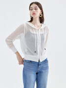  비스코스 네트 그물 바캉스 후드 집업 가디건