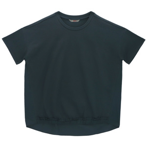 온라인단독) 우븐배색 언발란스 반팔 티셔츠
