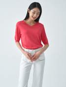  브이넥 베이직 반팔 니트