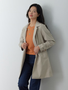 [26SS] 스판 호피 후드탈착 중기장 트렌치코트