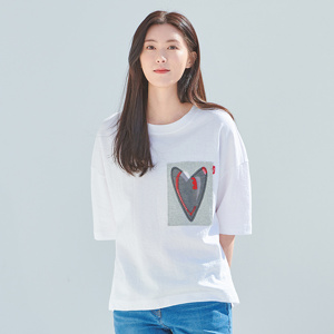 온라인단독) 하트 루즈핏 5부 티셔츠