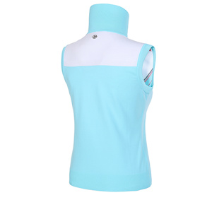  여성 골프 컬러 버튼 하이넥 민소매 티셔츠