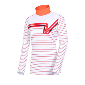  여성 골프 로고 포인트 스트라이프 반폴라 티셔츠
