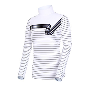  여성 골프 로고 포인트 스트라이프 반폴라 티셔츠