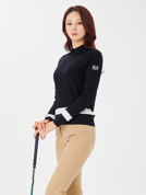  골프 에리 배색 니트