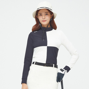 [LOVE YOURSELF] 여성 골프 사각배색 하이넥 티셔츠