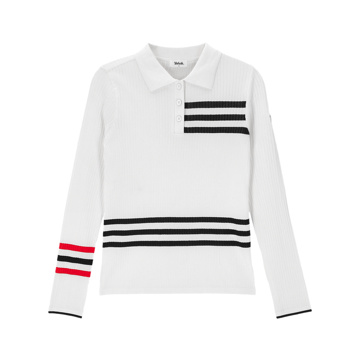 하이넥 조직감 스트라이프 니트