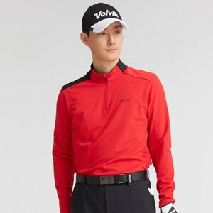  남성 골프 숄더 배색 반집업 긴팔 티셔츠