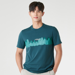  캠핑 숲속 라운드넥 반팔 티셔츠