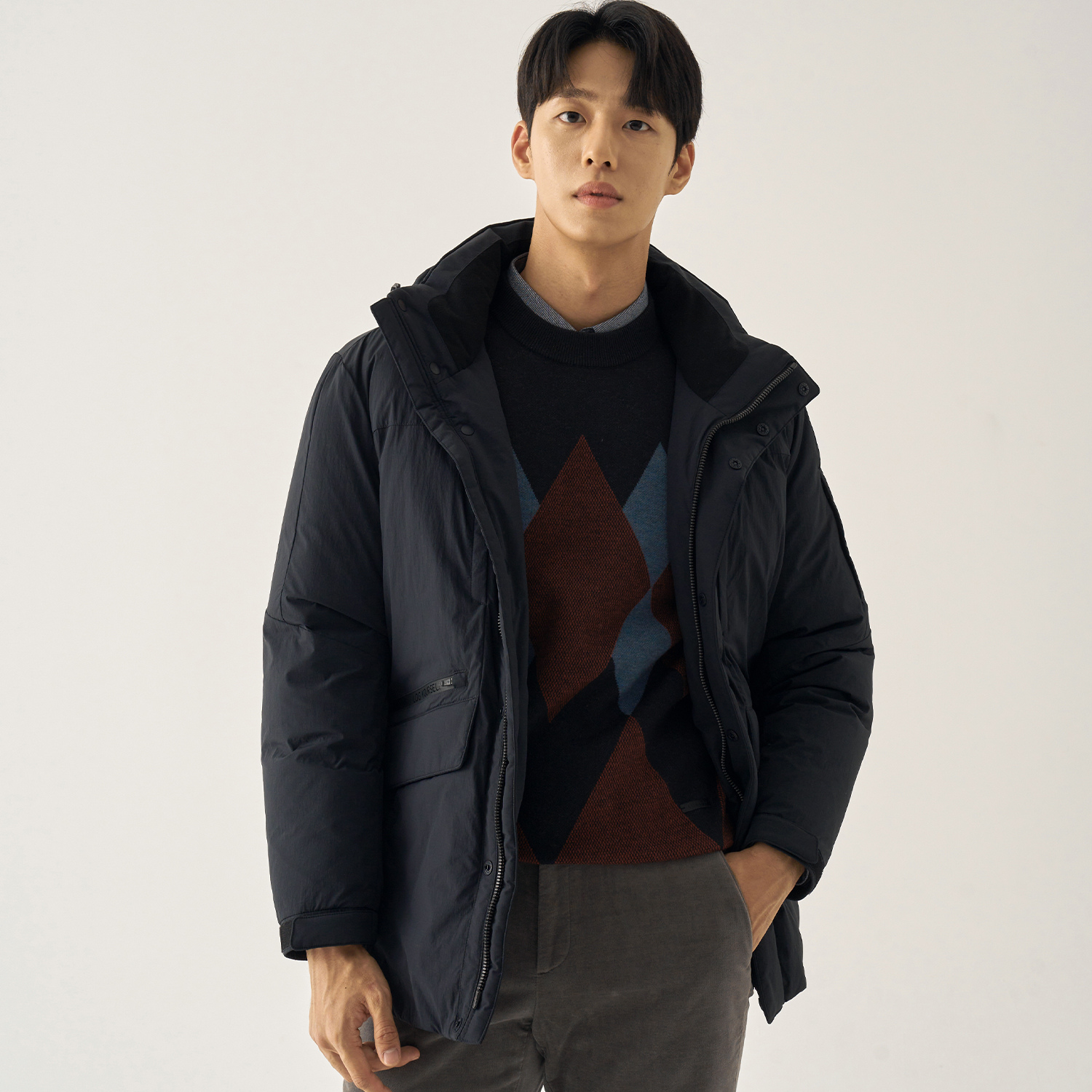 [카라멜] DENA 니트 점퍼 네이비/블루/에크루