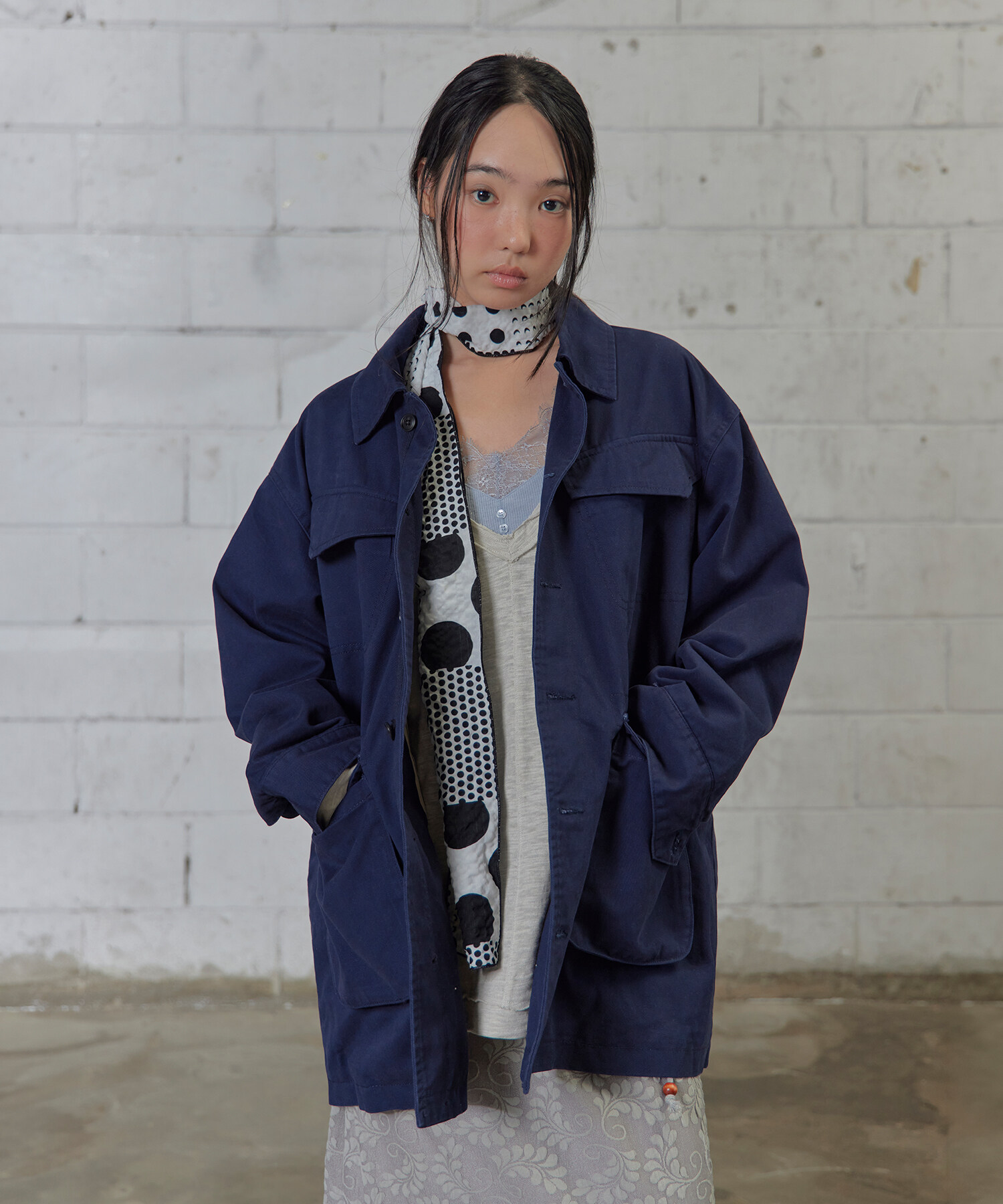 EMBOSSED MONO DOT SCARF