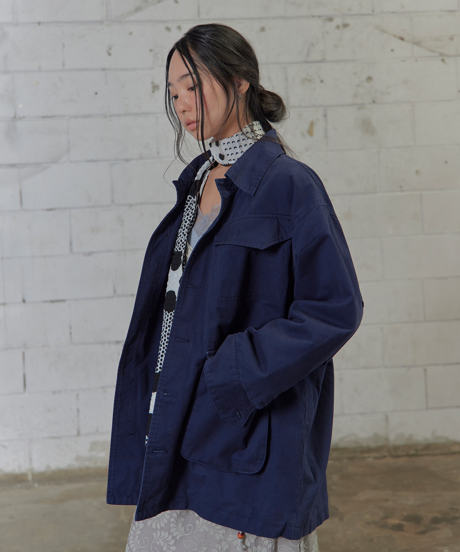 EMBOSSED MONO DOT SCARF