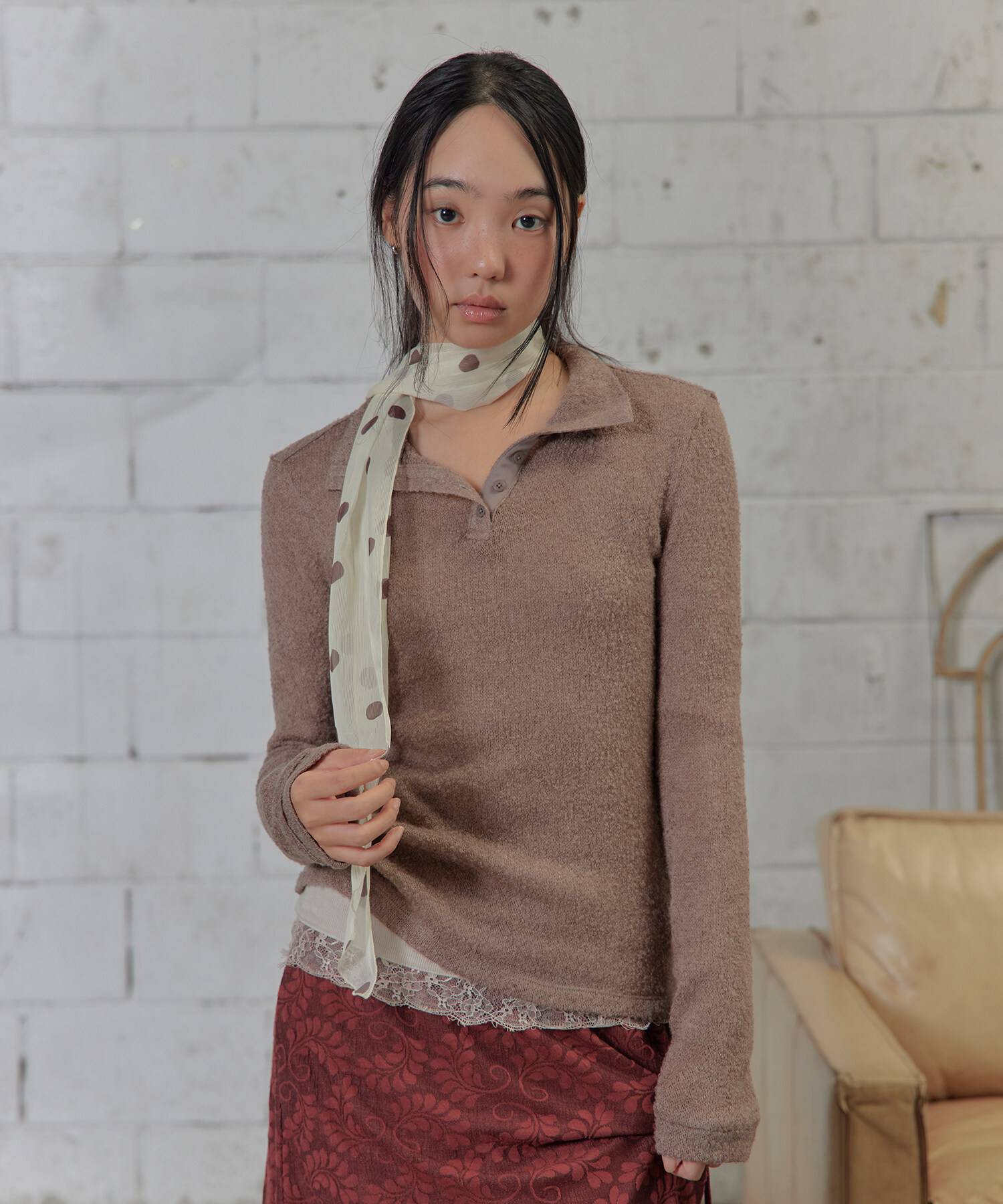 OAT CRINKLE DOT SCARF