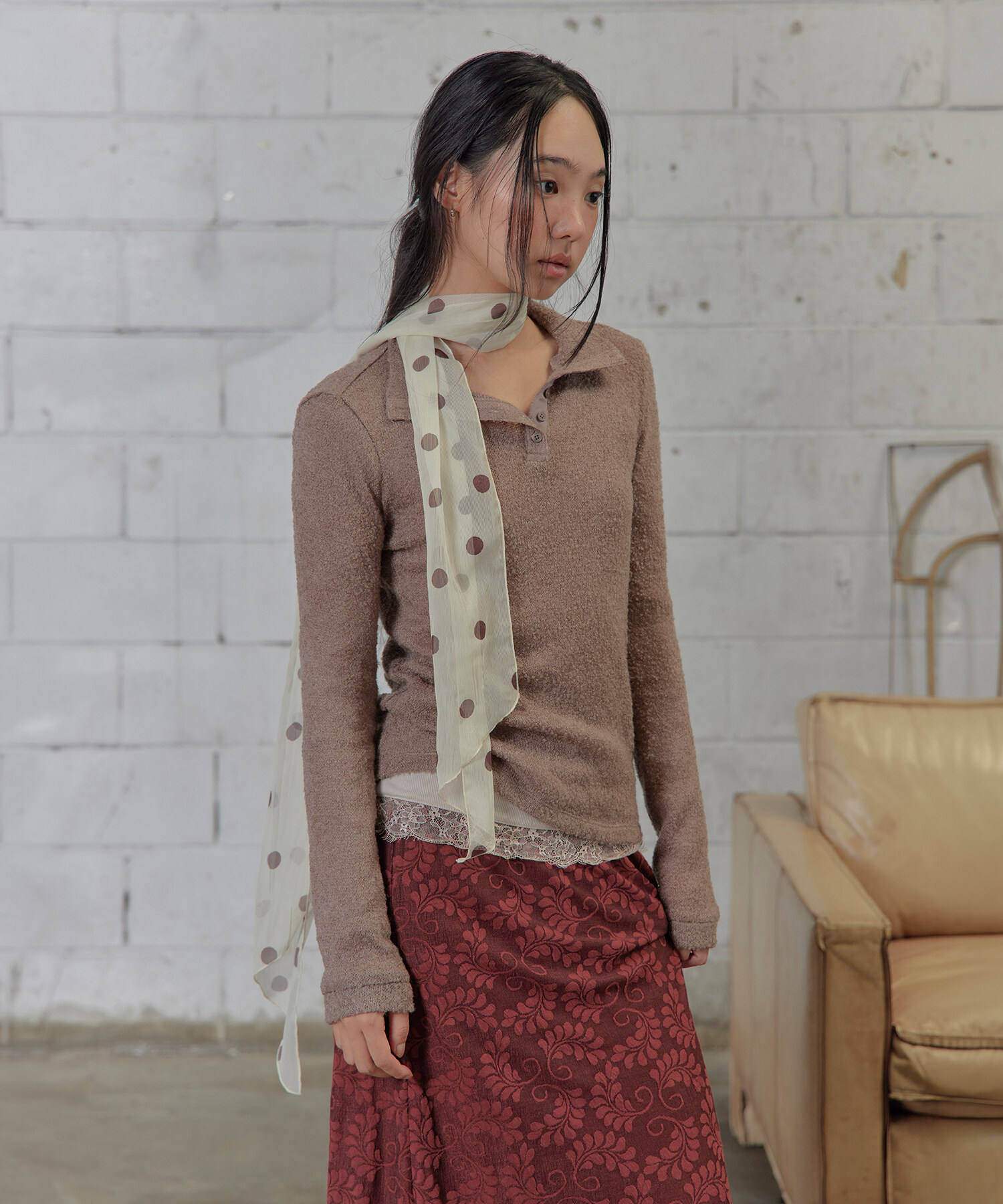 OAT CRINKLE DOT SCARF