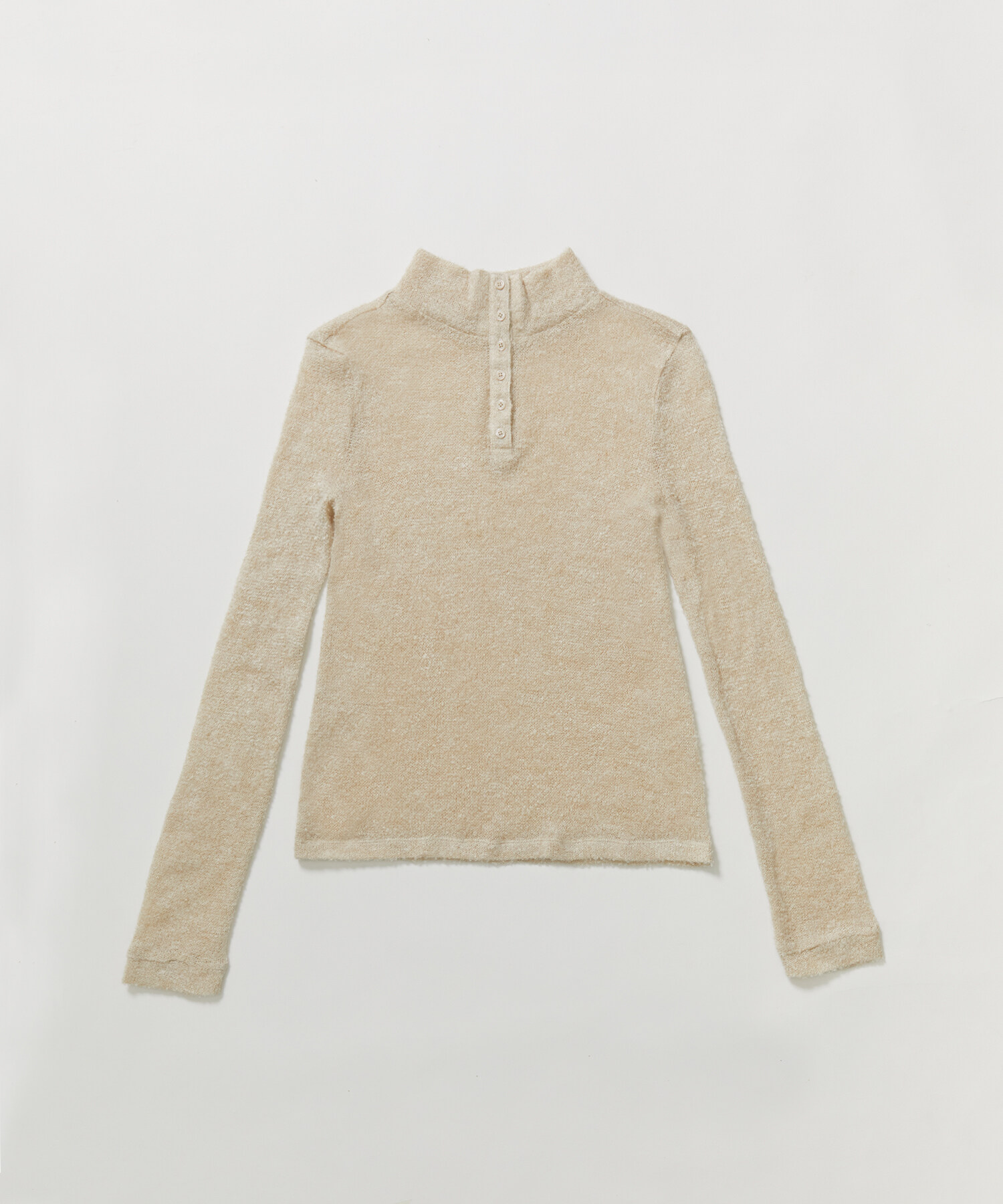 SHEER WOOL HIGH-NECK KNIT 