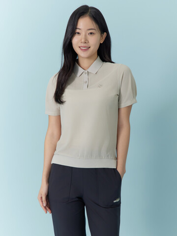 허니콤 시보리 카라 반팔 티셔츠