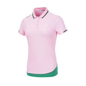  여성 골프 컬러 배색 카라 반팔 티셔츠
