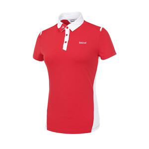  여성 골프 컬러 블록 카라 반팔 티셔츠