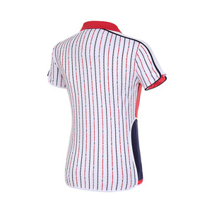  여성 골프 레터링 스트라이프 블러킹 카라 반팔 티셔츠