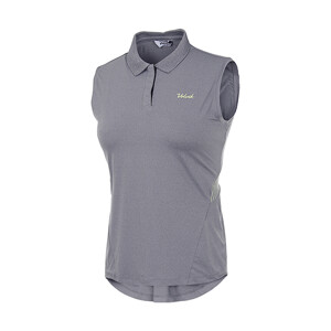  여성 골프 스트라이프 배색 카라 민소매 티셔츠