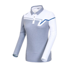  여성 골프 로고 컬러 블록 카라 티셔츠