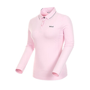  여성 골프 자수 포인트 카라 솔리드 티셔츠