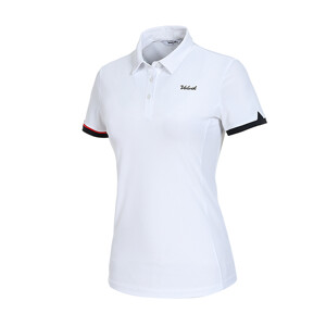  여성 골프 UV차단 소매 배색 카라 반팔 티셔츠
