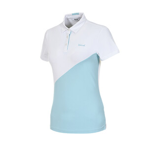  여성 골프 쿨링 컬러블럭 카라 반팔 티셔츠