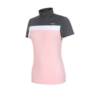  여성 골프 컬러블럭 반폴라 반팔 티셔츠