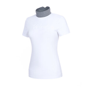  여성 골프 배색 반폴라 반팔 티셔츠