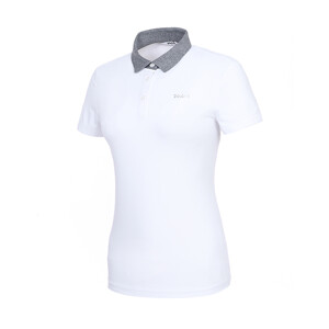  여성 골프 라인 배색 카라 반팔 티셔츠